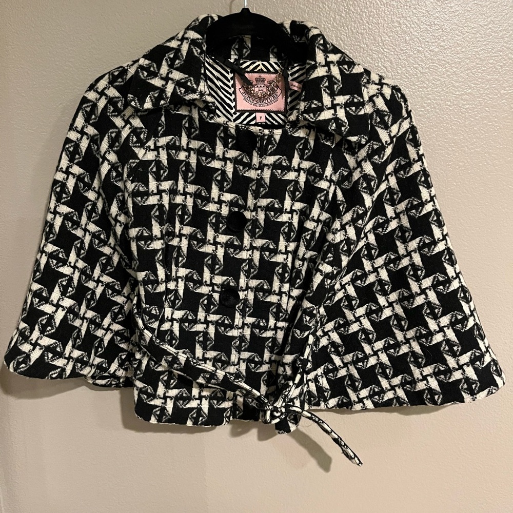 Juicy couture coat, cape, tweed, herringbone, xs, p,0, rare, sold out